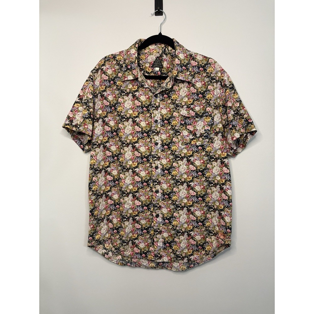 Grassroots California Button-Up Shirt Floral Short Sleeve Beach Men's Size Large